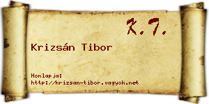 Krizsán Tibor névjegykártya