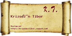 Krizsán Tibor névjegykártya